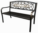 IMPERIAL POWER CO LTD "Welcome" Park Bench, Steel/Cast Iron, Black, 50 In. Wide