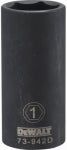 DEWALT DEWALT DWMT73942OSP Impact Socket, 1 in Socket, 1/2 in Drive, 6-Point, CR-440 Steel, Black Oxide TOOLS DEWALT