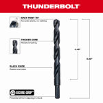 MILWAUKEE Milwaukee Thunderbolt 48-89-2738 Jobber Drill Bit, 1/2 in Dia, 6 in OAL, Parabolic Flute, 3-Flute, 3/8 in Dia Shank TOOLS MILWAUKEE