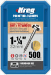 KREG TOOL COMPANY Pocket Hole Screws, Washer Head, #8 Coarse x 1-1/4-In., 500-Ct.