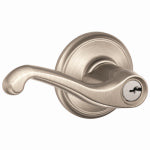 SCHLAGE LOCK Schlage F Series F51A VFLA619 Entry Lever, Mechanical Lock, Satin Nickel, Metal, Residential, 2 Grade HARDWARE & FARM SUPPLIES SCHLAGE LOCK