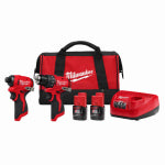 MILWAUKEE ELECTRIC TOOL CORP M12 12-Volt Subcompact 2-Tool Combo Kit, Brushless Drill/Driver & Impact Driver, (2) Batteries & Charger