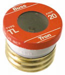 BUSSMANN Bussmann BP/TL-20 Plug Fuse, 20 A, 125 V, 10 kA Interrupt, Plastic Body, Time Delay Fuse ELECTRICAL BUSSMANN