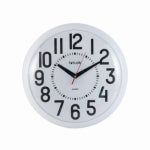TAYLOR PRECISION PRODUCTS Quartz Wall Clock, Large Graphics, White, 13.25 In. round HOUSEWARES TAYLOR PRECISION PRODUCTS