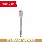 MILWAUKEE ELECTRIC TOOL CORP Wood Spade Drill Bit, 7/8 x 6 In. TOOLS MILWAUKEE ELECTRIC TOOL CORP