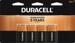 DURACELL Duracell 41333935645 Battery, 9 V Battery, Alkaline, Manganese Dioxide, 4/PK ELECTRICAL DURACELL