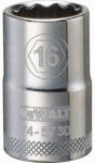 BLACK & DECKER/DEWALT Metric Shallow Socket, 12-Point, 1/2 In. Drive, 16mm