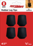 SHEPHERD HDWE. PROD., LLC. Super Slider Tips 7/8 inch Rubber Black 4 Pc