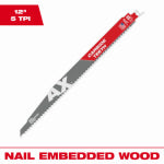MILWAUKEE Milwaukee 48-00-5227 Reciprocating Saw Blade, 12 in L, 5 TPI, Carbide Cutting Edge TOOLS MILWAUKEE