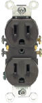 LEVITON MFG CO Grounding Duplex Receptacle, Residential Grade, Brown, 15-Amp, 125-Volt