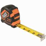 KLEIN Klein Tools 9225 Tape Measure, 25 ft L Blade, 1-1/8 in W Blade, Steel Blade, Plastic Case, Black/Orange Case ELECTRICAL KLEIN