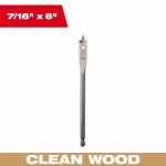 MILWAUKEE ELECTRIC TOOL CORP Wood Spade Drill Bit, 7/16 x 6 In.