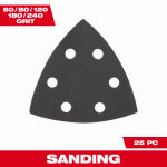 MILWAUKEE ELECTRIC TOOL CORP Open-Lok Triangle Sandpaper, Assorted Grit, 3-1/2 In., 25-Pk. TOOLS MILWAUKEE ELECTRIC TOOL CORP