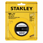 STANLEY STANLEY 34-106 Measuring Tape, 100 ft L Blade, 3/8 in W Blade, Steel Blade, ABS Case, Yellow Case, 1/8 in Graduation TOOLS STANLEY