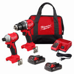 MILWAUKEE ELECTRIC TOOL CORP M18 18-Volt Cordless Compact Drill/Driver & Compact Impact Driver Combo Kit, Brushless Motor, (2) Batteries & Charger
