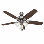 HUNTER Hunter 53237 Ceiling Fan, 5049 cfm Air, 5-Blade, Brazilian Cherry/Harvest Mahogany Blade, 52 in Sweep ELECTRICAL HUNTER