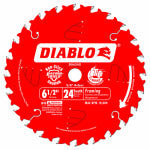 DIABLO Diablo D0624A Framing Trim Saw Blade, 6-1/2 in Dia, 5/8 in Arbor, 24-Teeth, Carbide Cutting Edge TOOLS DIABLO