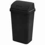 STERILITE Swing Top Wastebasket, Black, 13-Gallons HOUSEWARES STERILITE