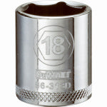 DEWALT DEWALT DWMT86313OSP Drive Hand Socket, 18 mm Socket, 3/8 in Drive, 6-Point, Steel, Polished Chrome Vanadium TOOLS DEWALT