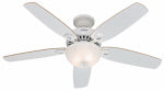 HUNTER Hunter 53089 Ceiling Fan, 5110 cfm Air, 5-Blade, Beech/White Blade, 52 in Sweep, 3-Speed, With Lights: Yes ELECTRICAL HUNTER