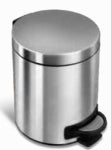 NINE STARS GROUP USA INC. NINESTARS SOT-5-1 Durable Foot Pedal Trashcan, 5 Liter / 1.3 Gal, commercial grade fingerprint resistant stainless steel Silver, Round Shape HOUSEWARES NINE STARS GROUP USA INC.