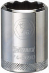 DEWALT DEWALT DWMT74569OSP Drive Hand Socket, 13/16 in Socket, 1/2 in Drive, 12-Point, Steel, Polished Chrome Vanadium TOOLS DEWALT