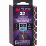 3M COMPANY Pro Grade Precision 3-in-1 Sanding Sponge, Medium 120 Grit, 2.5 x 4.5 x 1 In.