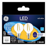 GE GE Industrial Solutions 24547 LED Bulb, Globe, G16 Lamp, 60 W Equivalent, E12 Lamp Base, Dimmable, Clear ELECTRICAL GE