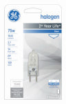 GE GE Edison Series 16759 Halogen Bulb, 75 W, G9 Lamp Base, T4 Lamp, White Light, 1045 Lumens, 2850 K Color Temp ELECTRICAL GE