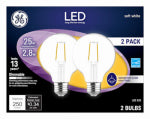 GE GE Industrial Solutions 23049 LED Bulb, Globe, G25 Lamp, 25 W Equivalent, E26 Lamp Base, Dimmable, Clear ELECTRICAL GE