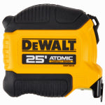 STANLEY TOOLS DEWALT ATOMIC COMPACT Series DWHT38125S Tape Measure, 25 ft L Blade, 1-1/8 in W Blade, Steel Blade, Rubber Case TOOLS STANLEY TOOLS