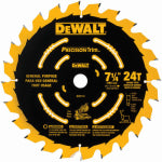 DEWALT DEWALT DW7112PT Precision Saw Blade, 7-1/4 in Dia, 24-Teeth, Carbide Cutting Edge, Applicable Materials: Wood TOOLS DEWALT