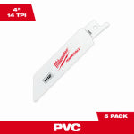 MILWAUKEE ELECTRIC TOOL CORP Hackzall Blade, 4 In. PVC-Cutting, 5-Pk. TOOLS MILWAUKEE ELECTRIC TOOL CORP