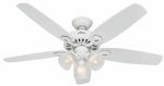 HUNTER Hunter 53236 Ceiling Fan, 5-Blade, Snow White Blade, 52 in Sweep, 3-Speed, With Lights: Yes ELECTRICAL HUNTER
