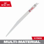 MILWAUKEE ELECTRIC TOOL CORP Reciprocating Saw Blades, Bi-Metal, 8/12 TPI, 12 In., 5-Pk.