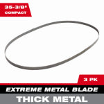 MILWAUKEE ELECTRIC TOOL CORP Extreme Thick Metal Band Saw Blades, Compact, 8/10 TPI, 35-3/8 x 1/2 In., 3-Pk. TOOLS MILWAUKEE ELECTRIC TOOL CORP