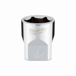 MILWAUKEE Milwaukee 45-34-9087 Socket, 17 mm Socket, Standard Socket, 3.543 in OAL, 3/8 in Drive, 6-Point, Chrome Vanadium Steel TOOLS MILWAUKEE