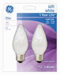 GE GE 75338 Ceiling Fan Bulb, 25 W, F15 Lamp, E26 Medium Lamp Base, 100 Lumens, 2400 K Color Temp, White Light ELECTRICAL GE