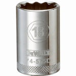DEWALT DEWALT DWMT74575OSP Drive Hand Socket, 18 mm Socket, 1/2 in Drive, 12-Point, Steel, Polished Chrome Vanadium TOOLS DEWALT