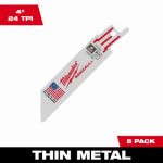 MILWAUKEE Milwaukee 48-00-5185 Reciprocating Saw Blade, 3/4 in W, 4 in L, 24 TPI, Bi-Metal Cutting Edge TOOLS MILWAUKEE