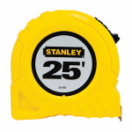 STANLEY STANLEY 30-455 Measuring Tape, 25 ft L Blade, 1 in W Blade, Steel Blade, ABS Case, Yellow Case TOOLS STANLEY