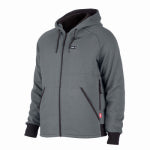 MILWAUKEE ELECTRIC TOOL CORP M12 Heated Hooded Sweatshirt, Cotton/Poly, With Battery & Charger, Gray, XL