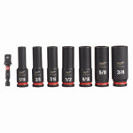 MILWAUKEE ELECTRIC TOOL CORP 8-Pc. Shockwave Deep 6-Point SAE Impact Socket Set, 3/8 In. Drive TOOLS MILWAUKEE ELECTRIC TOOL CORP