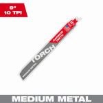 MILWAUKEE Milwaukee TORCH 48-00-5252 Reciprocating Saw Blade, 1 in W, 9 in L, 10 TPI, Carbide Cutting Edge TOOLS MILWAUKEE
