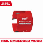 MILWAUKEE Milwaukee Big Hawg 49-56-9240 Hole Saw, 3-5/8 in Dia, 2.34 in D Cutting, 5/8-18 Arbor, 3 TPI, Carbide Cutting Edge TOOLS MILWAUKEE