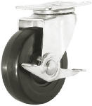 RICHELIEU AMERICA LTD Rubber Wheel Swivel Plate Caster, Side Brake, 5 In.