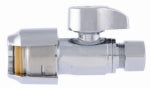SHARKBITE SharkBite Max Series UR23037 Straight Stop Ball Valve, 1/2 x 3/8 in Connection, Push-To-Connect x Compression PLUMBING, HEATING & VENTILATION SHARKBITE