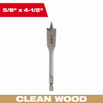 MILWAUKEE ELECTRIC TOOL CORP Flat Boring Spade Drill Bit, 5/8 x 4-1/2 In. TOOLS MILWAUKEE ELECTRIC TOOL CORP