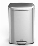 NINE STARS GROUP USA INC. NINESTARS SOT-50-8 Foot Pedal Trashcan, 50 Liter / 13.2 Gal, commercial grade fingerprint resistant stainless steel Silver, D-Shape HOUSEWARES NINE STARS GROUP USA INC.