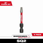 MILWAUKEE Milwaukee SHOCKWAVE 48-32-4606 Power Bit, #2 Drive, Square Recess Drive, 1/4 in Shank, Hex Shank, 2 in L, 5/PK TOOLS MILWAUKEE